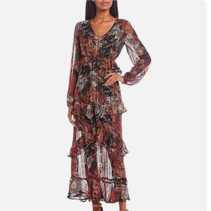 Jessica Simpson Women's Bianca Waist Cutout Floral Print Maxi Dress